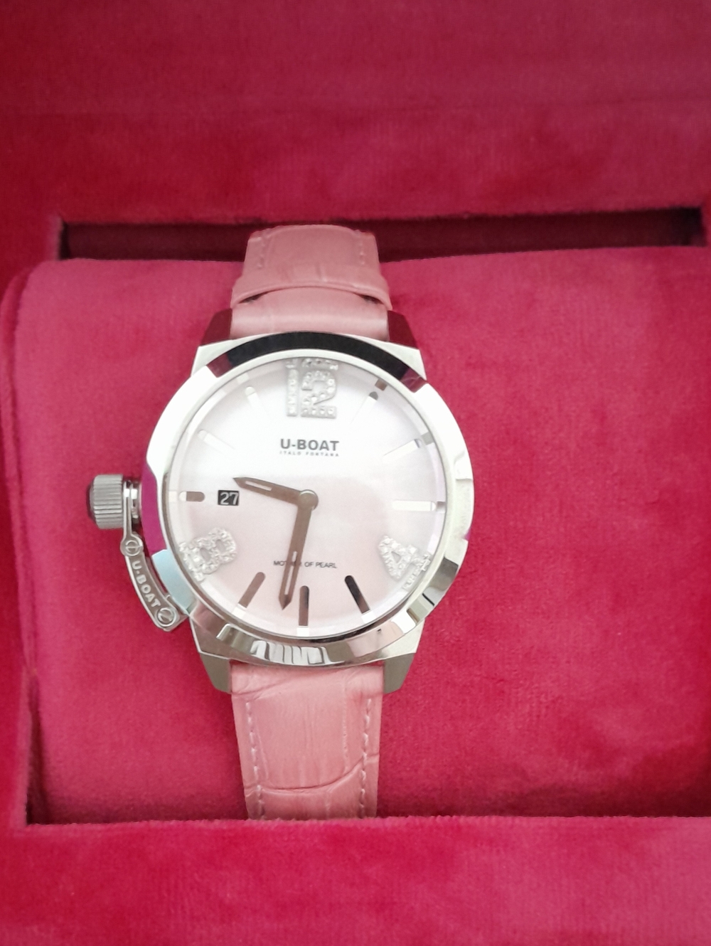 U-Boat Women's Pink Dial Watch with Pink Leather Strap
